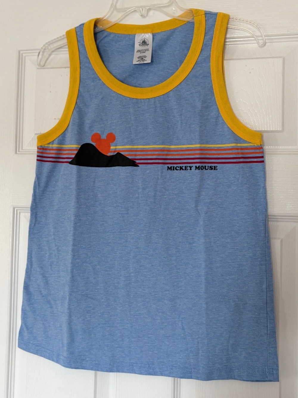 Disney Mickey Mouse Tank Top Mens Small Blue Yellow Sleeveless Casual Graphic